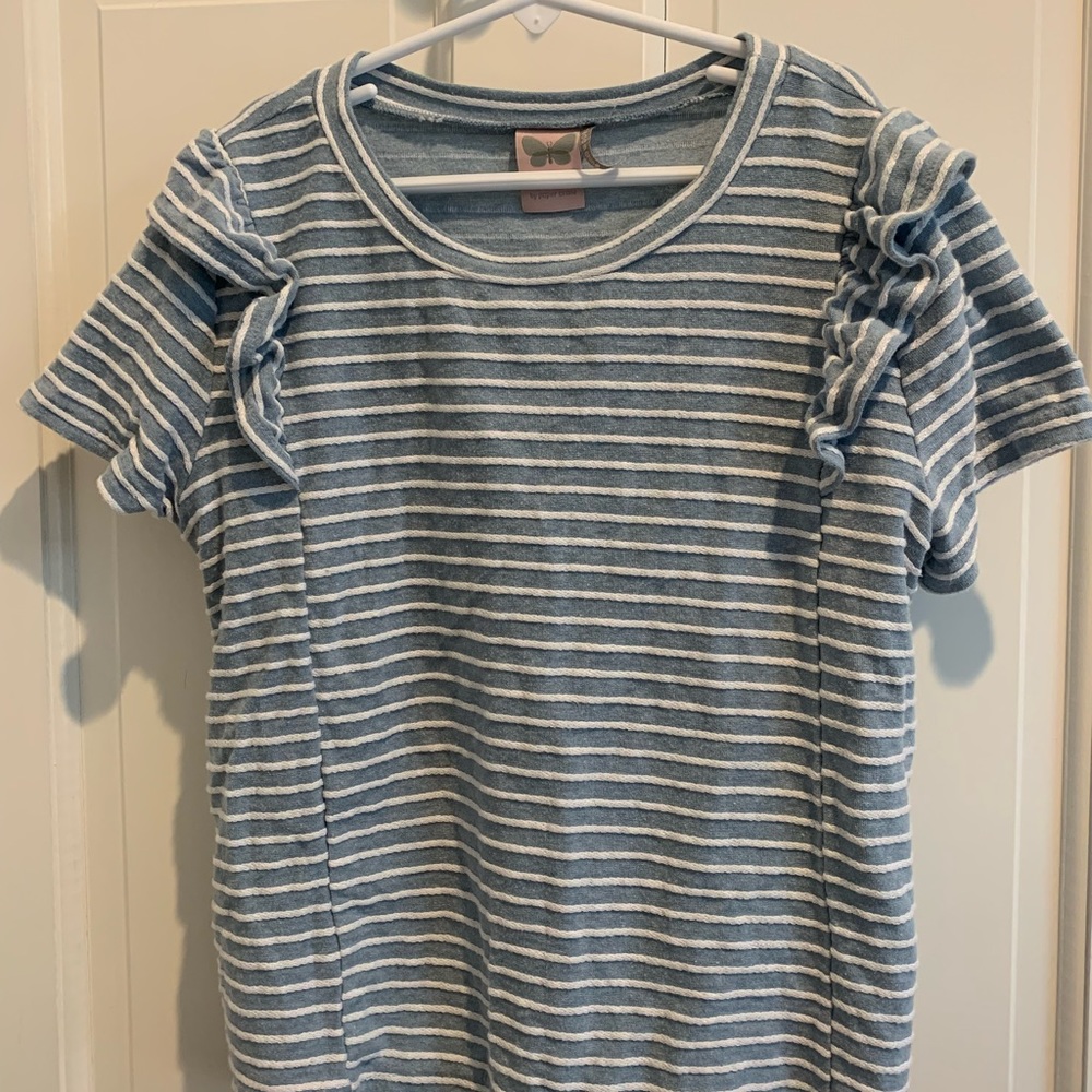 Girls XL Striped Ruffled Top